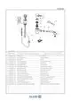 Schematische Darstellung einer Kludi MX Küchenarmatur mit Einzelhebel, herausziehbarem Brausekopf und verschiedenen Komponenten wie Dichtungen, Schrauben und einer Keramikeinheit.